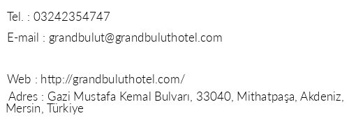 Grand Bulut Hotel & Spa telefon numaralar, faks, e-mail, posta adresi ve iletiim bilgileri
